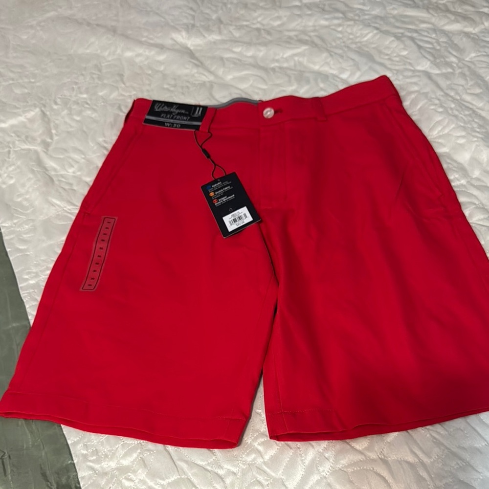 Red Flat Front Athletic Shorts - image 1